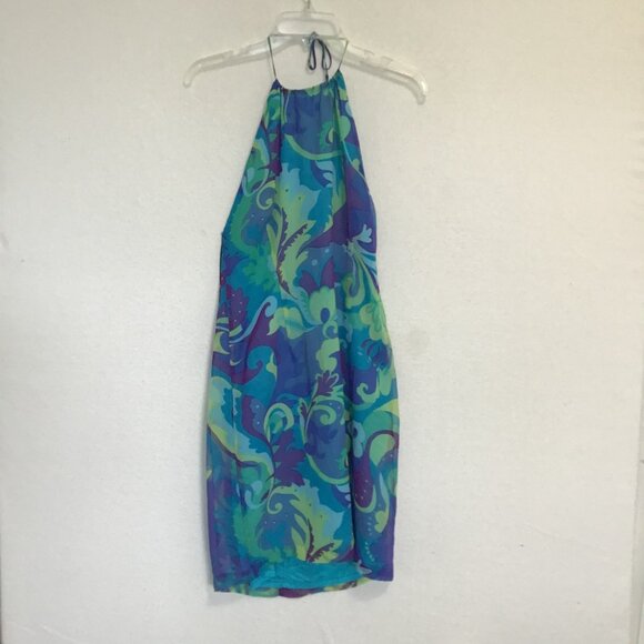Denise Collection Silk Halter Mini Dress Size 4 - Picture 8 of 12